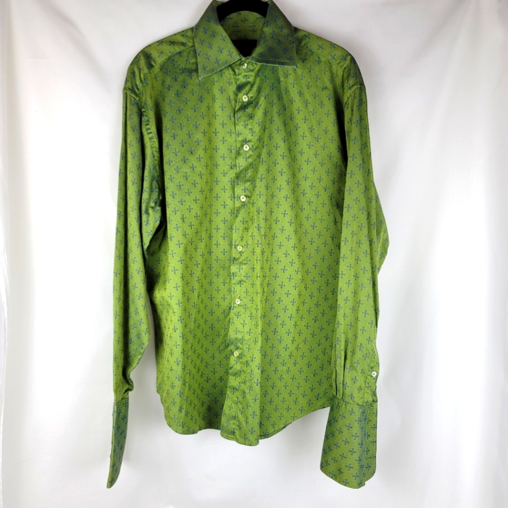 Kuhlman Men's Cotton Green Collared Dress Shirt 41